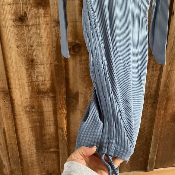 NENONA Ruched Midi Dress Long Sleeve Side Drawstring Ribbed Knit Bodycon Dress - Picture 5 of 11